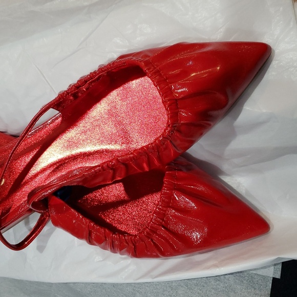 Aldo red patent ruched front slingback pointy toe flats size 10 brand new - Picture 6 of 12